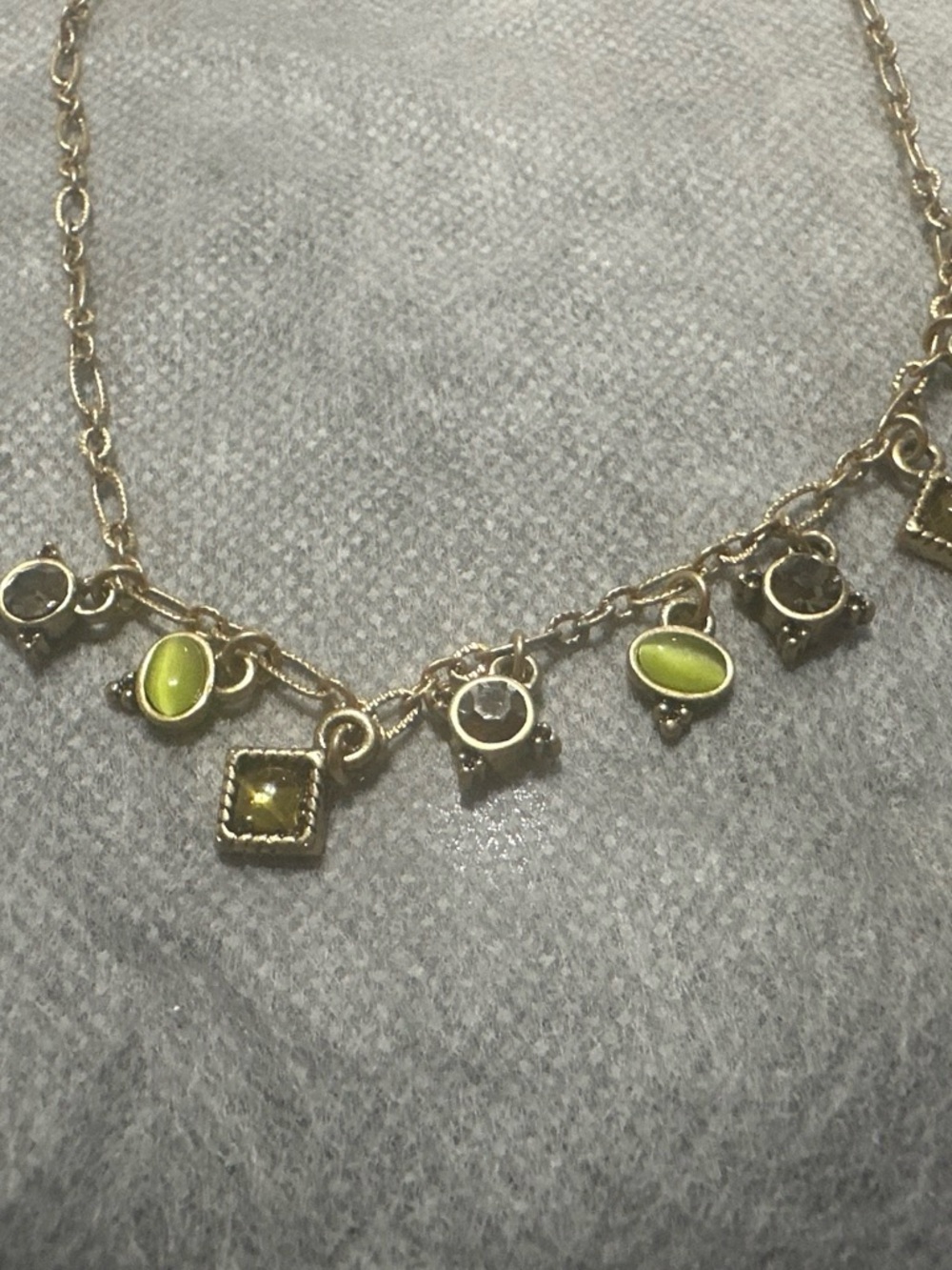 Lia Sophia Gold-Tone Necklace with Olive Green Charm Accents - Picture 2 of 3